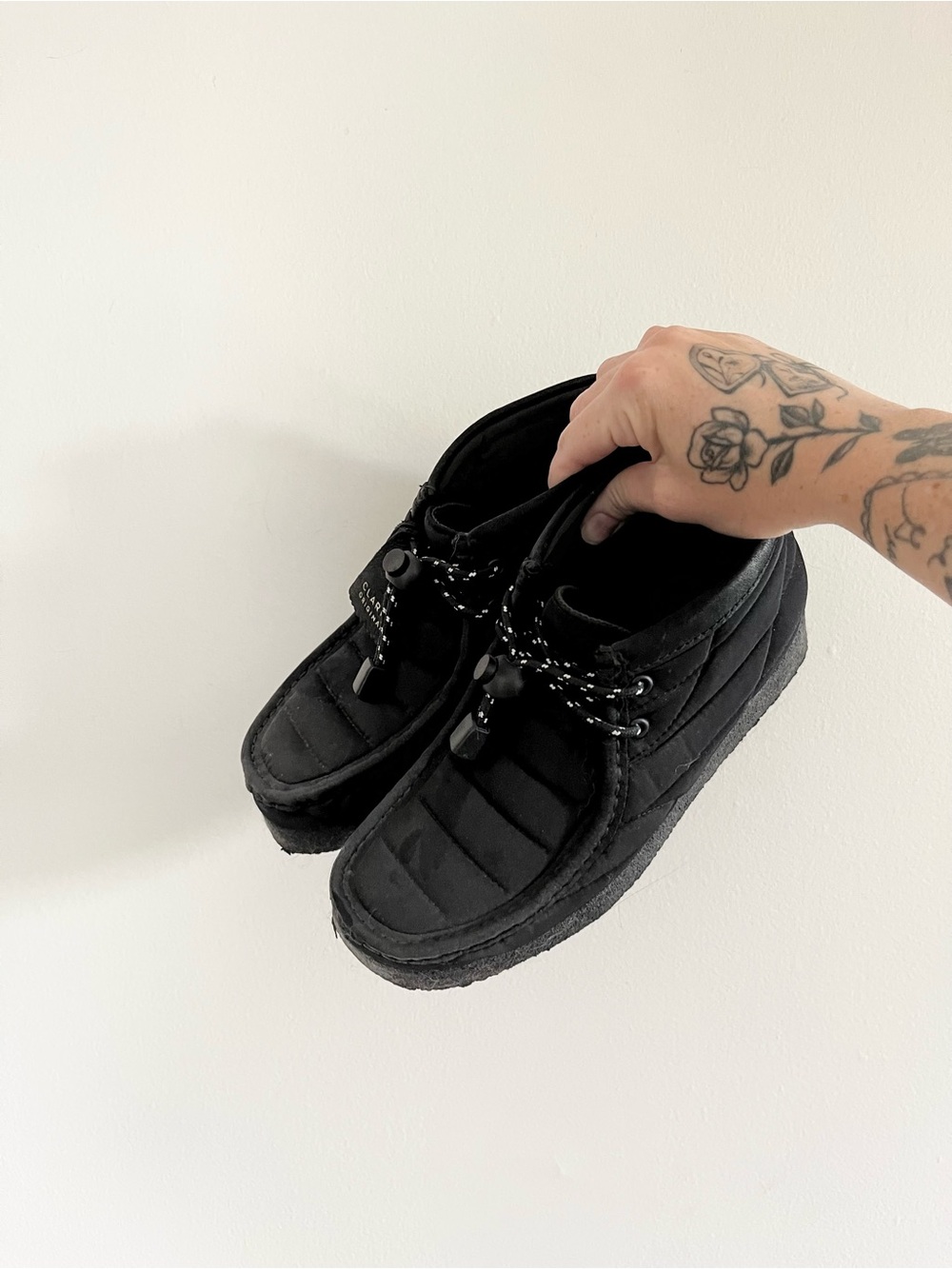 clark wallabee quilted boot